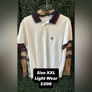 Moncler Polo Shirt White and Blue Classic Design